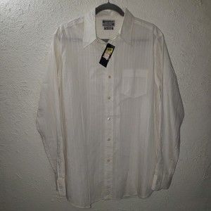 NWT Lucky Brand Sz L Dungarees Mens Casual Button Down Shirt White Ivory Western